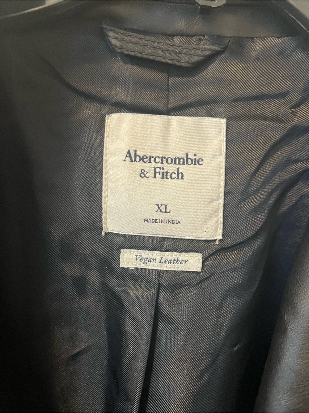 Abercrombie & Fitch Black Vegan Leather Jacket - XL - Picture 3 of 3